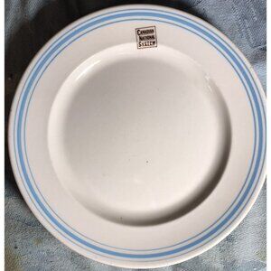 Canadian National System CNR Logo Dining Car 8” Plate Light Blue Stripes